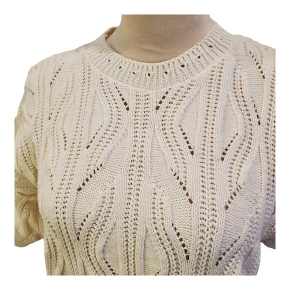 NWT VINTAGE Distinction SZ S/M 100% Cotton Cable Knit Crew Neck Sweater - Picture 2 of 11